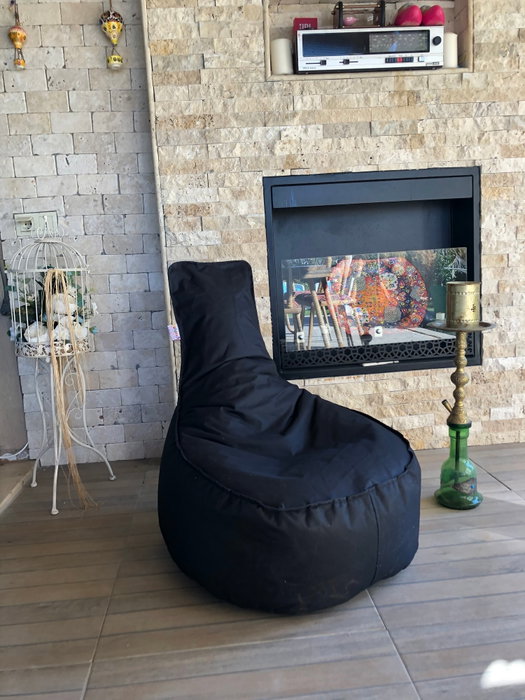 Atelier Del Sofa Puf Negro de 60x70x30 cm, Tejido Impertex Impermeable